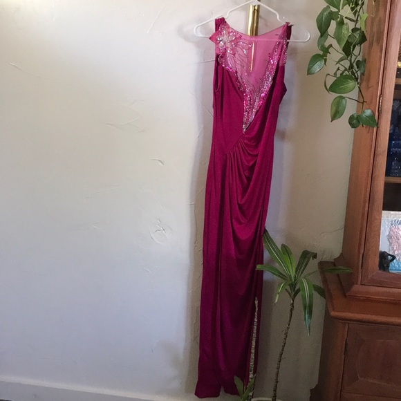 COPY - Vintage fuschia Climax dress, sequins, back drape - Picture 2 of 8